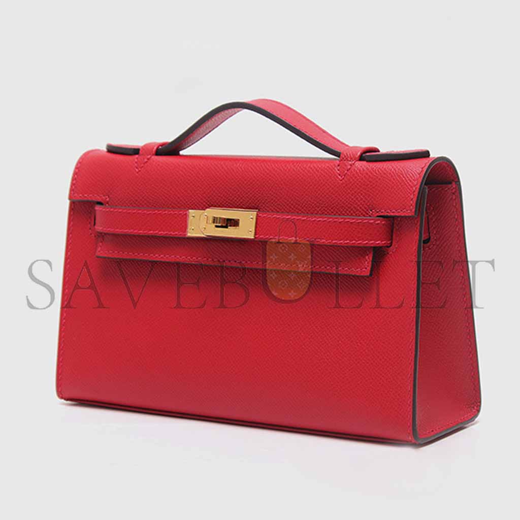 H**mes master kelly pochette 22cm with casaque red (22*14*7cm)